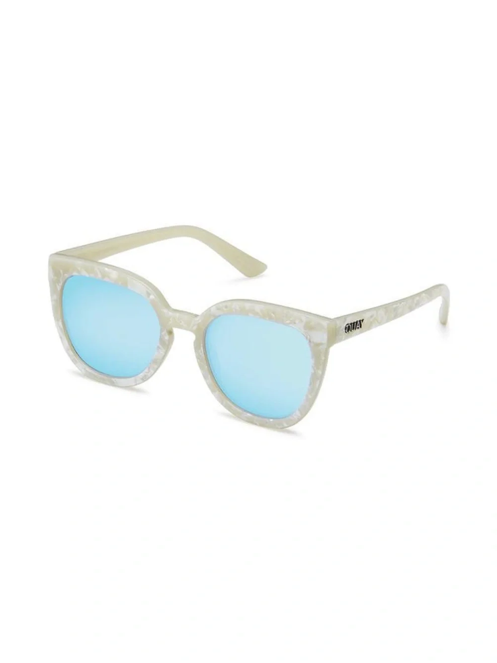 Quay Noosa Sunglasses Pearlized Cream Sunglasses with Blue Lenses